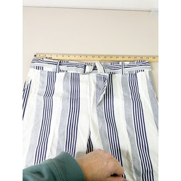 C EST 1946 Sz 18/20 Striped Wide Leg Belted Pants Linen/Rayon Blue White NWT - Picture 8 of 10